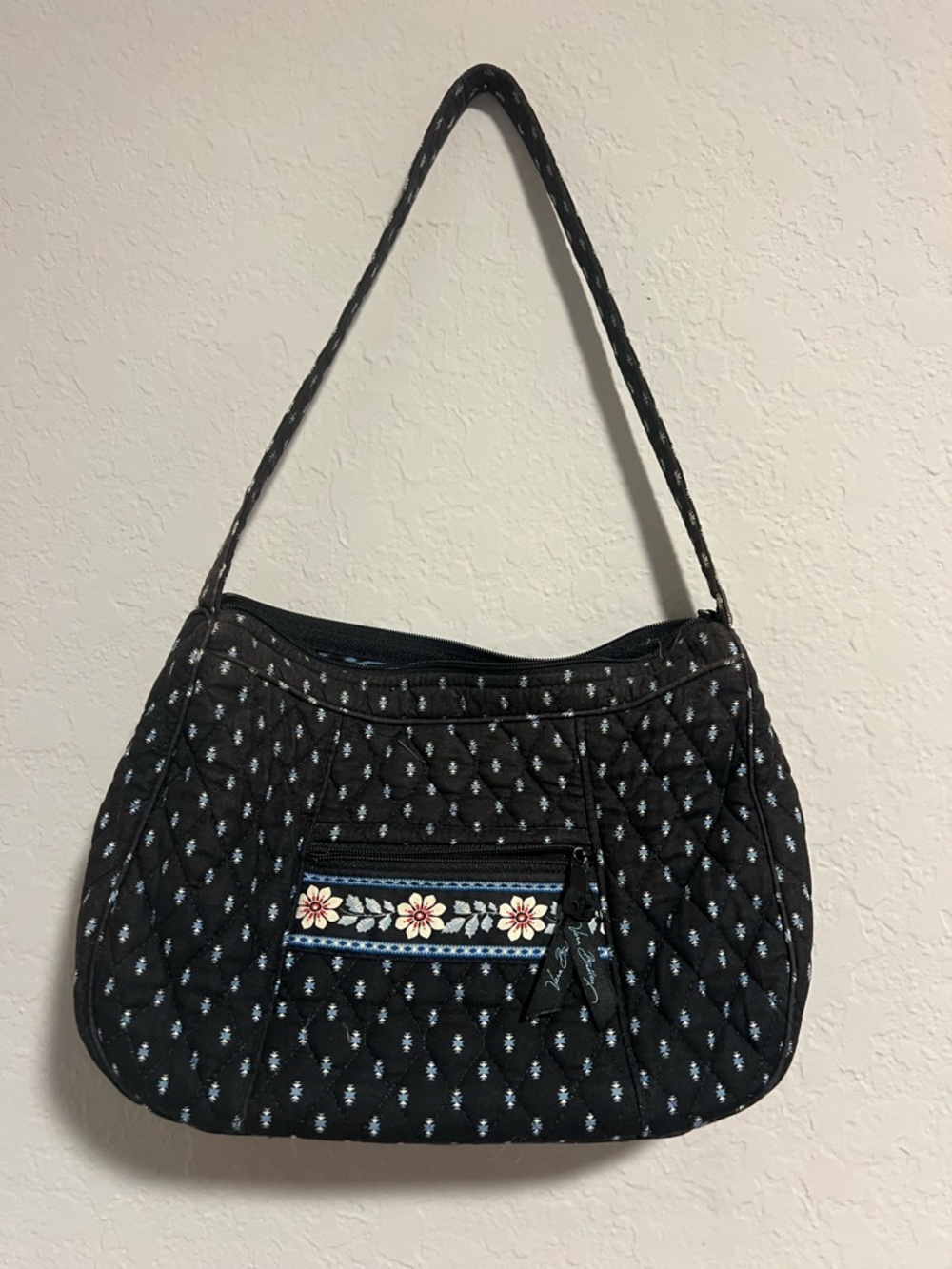 Vera Bradley “Alpine Black” Floral Medium Quilted Shoulder Bag - Retired Pattern
